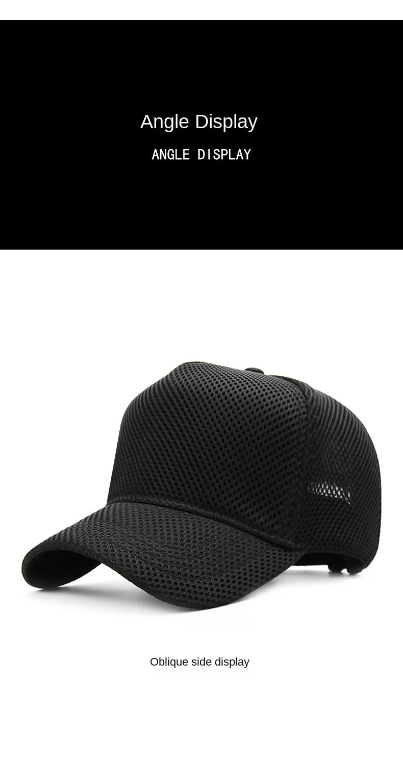 Gorra de béisbol de malla de verano de talla grande de cabeza grande para hombres y mujeres gorra transpirable de camionero ajustable para deportes al aire libre correr