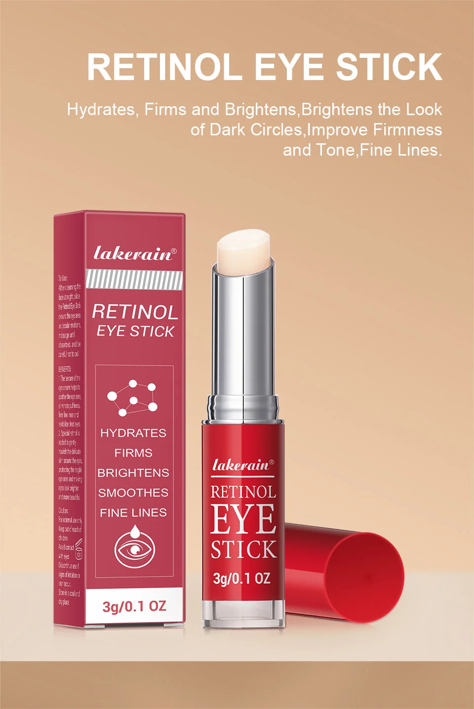 Crema de ojos con Retinol para aclarar las ojeras, reafirmante de la piel, suero de reparación instantánea de ojos en barra para el cuidado de los ojos de las mujeres
