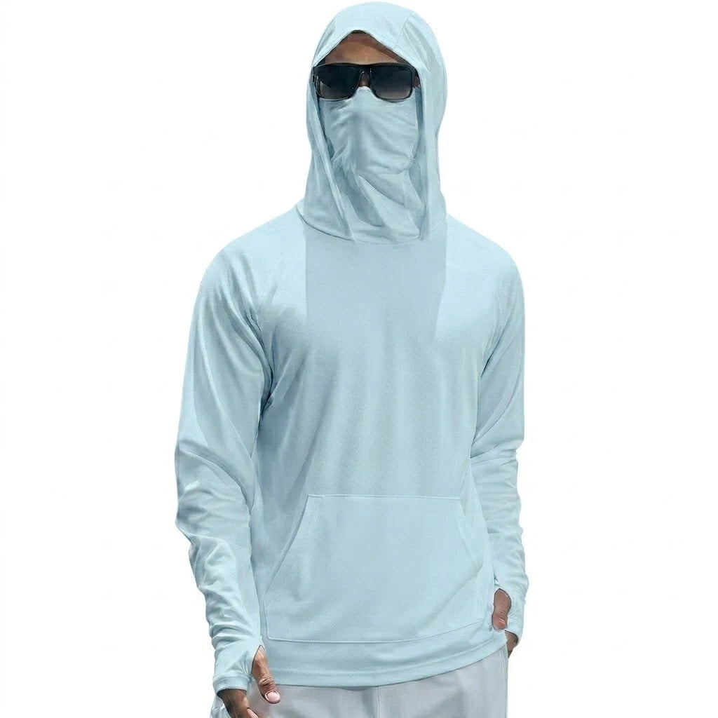 Camiseta de Manga Larga con Capucha para Hombre, Protección Solar UPF50+, de Secado Rápido, para Correr, Pesca, Deporte, Estilo Urbano