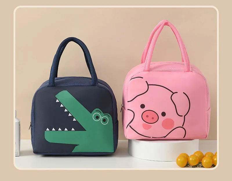 Bolsas de almuerzo térmicas de animales de dibujos animados para niños con envío gratis, bolsas aislantes de almacenamiento para niños y niñas, fiambrera Banto