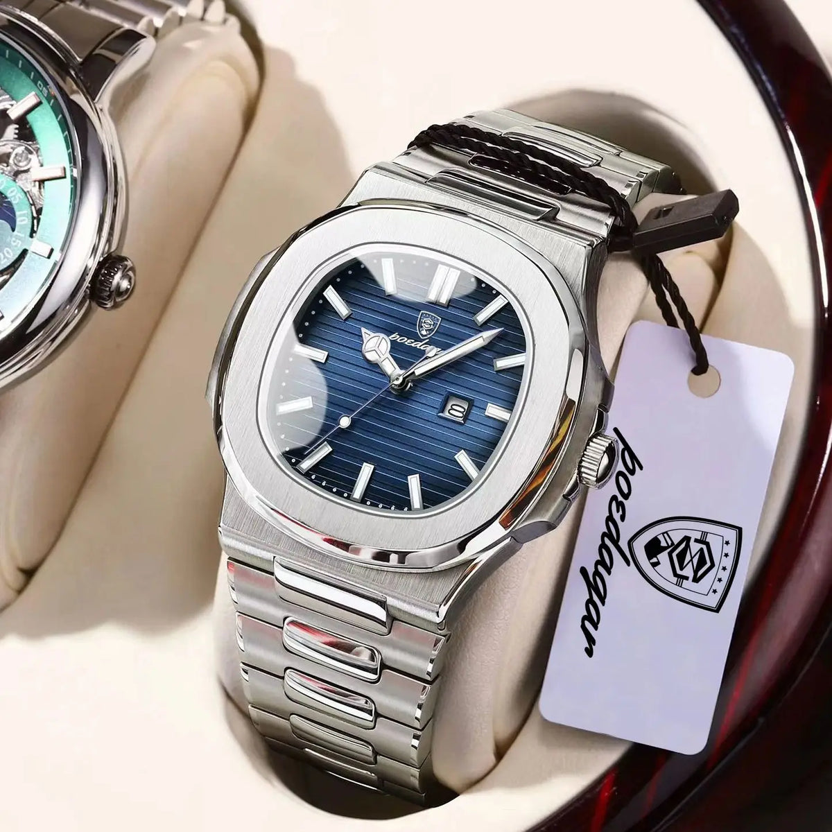 Reloj de pulsera cuadrado de lujo POEDAGAR para hombre, resistente al agua, luminoso, con fecha, de acero inoxidable, deportivo, de cuarzo, para hombre.
