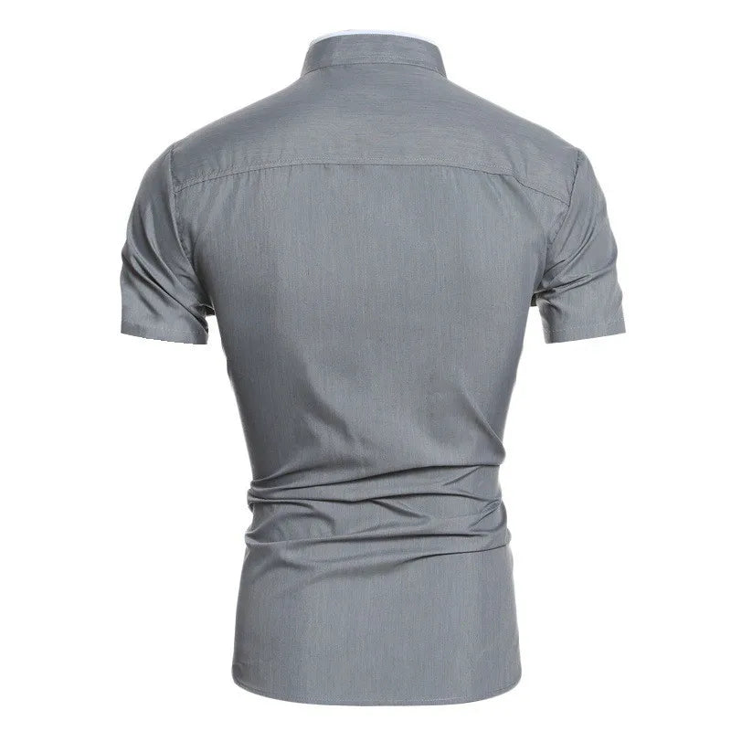 Nueva camisa de manga corta informal de color sólido para hombre