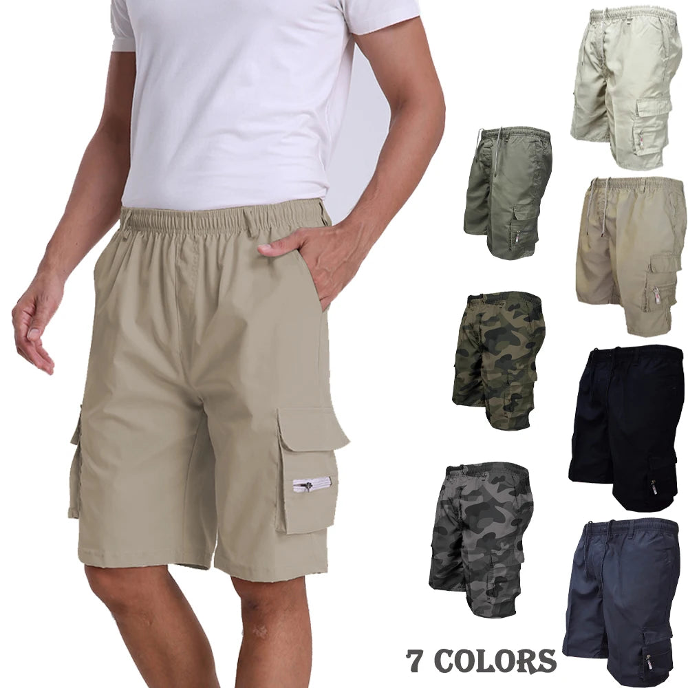 Pantalones cortos Cargo a la moda para hombre, pantalones tácticos para hombre, pantalones deportivos informales con bolsillos grandes, pantalones con paneles Cargo de talla grande para hombre