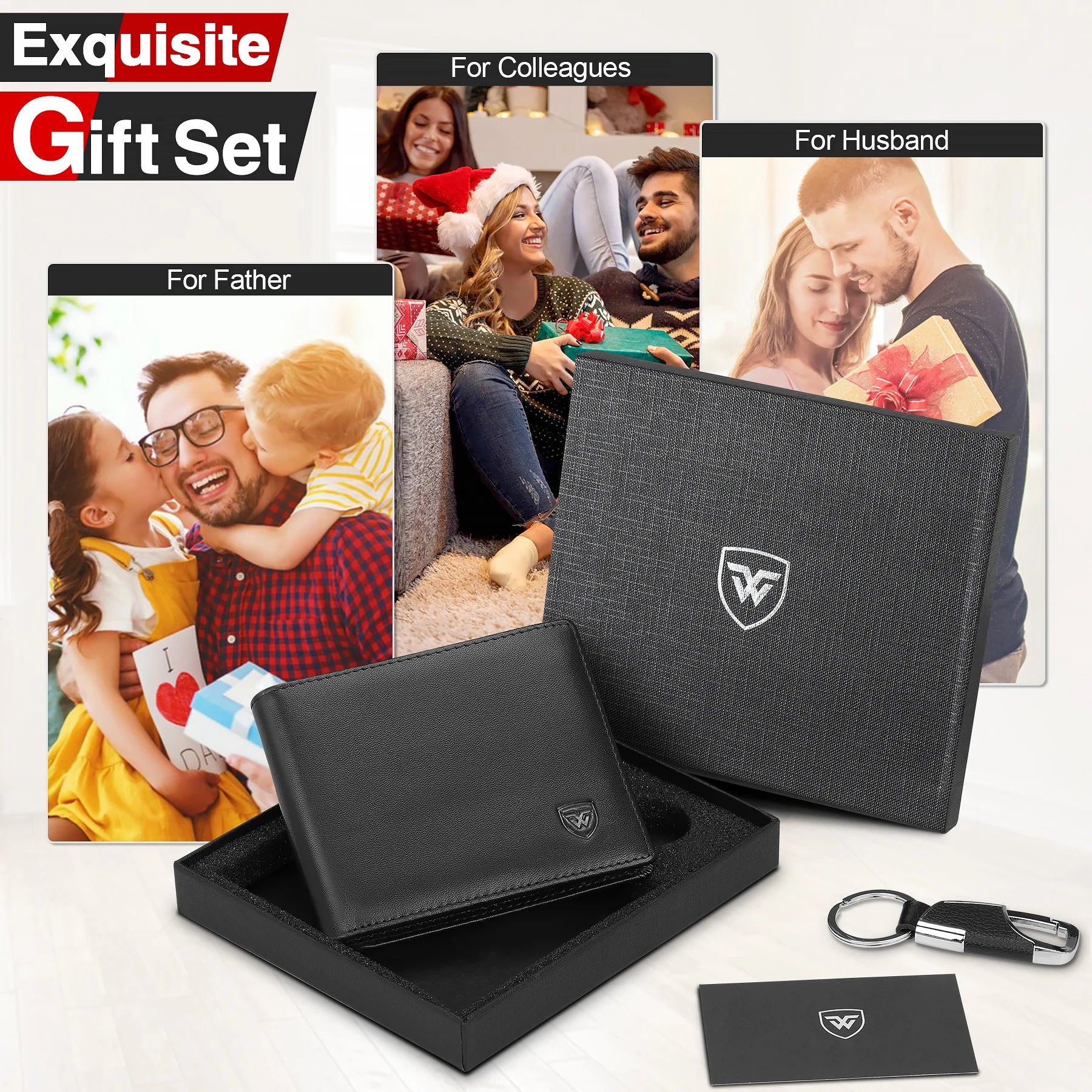 Cartera de cuero genuino para hombre, monedero suave negro clásico, tarjetero con bolsillo para monedas