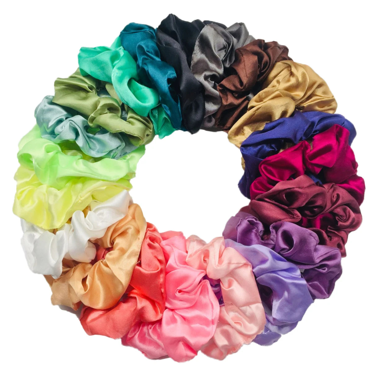 6 unids/lote, bandas para el pelo, lazos, cuerdas, soporte para cola de caballo para mujeres o niñas, accesorios, tocados de satén, Color sólido 100