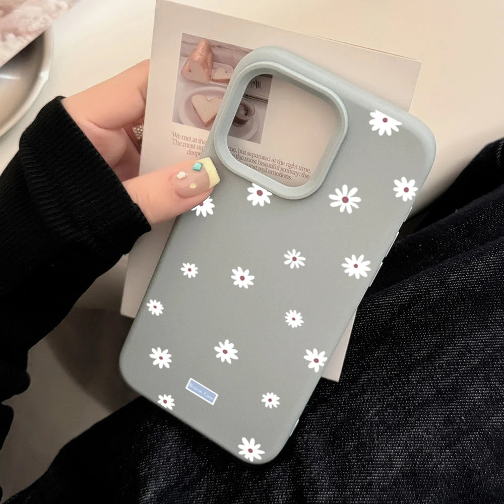 Funda de teléfono con flor pequeña y Margarita de estilo lindo para iPhone 11 12 13 14 15 16 17 Pro Max 16 Plus, funda de silicona suave con parachoques a prueba de golpes