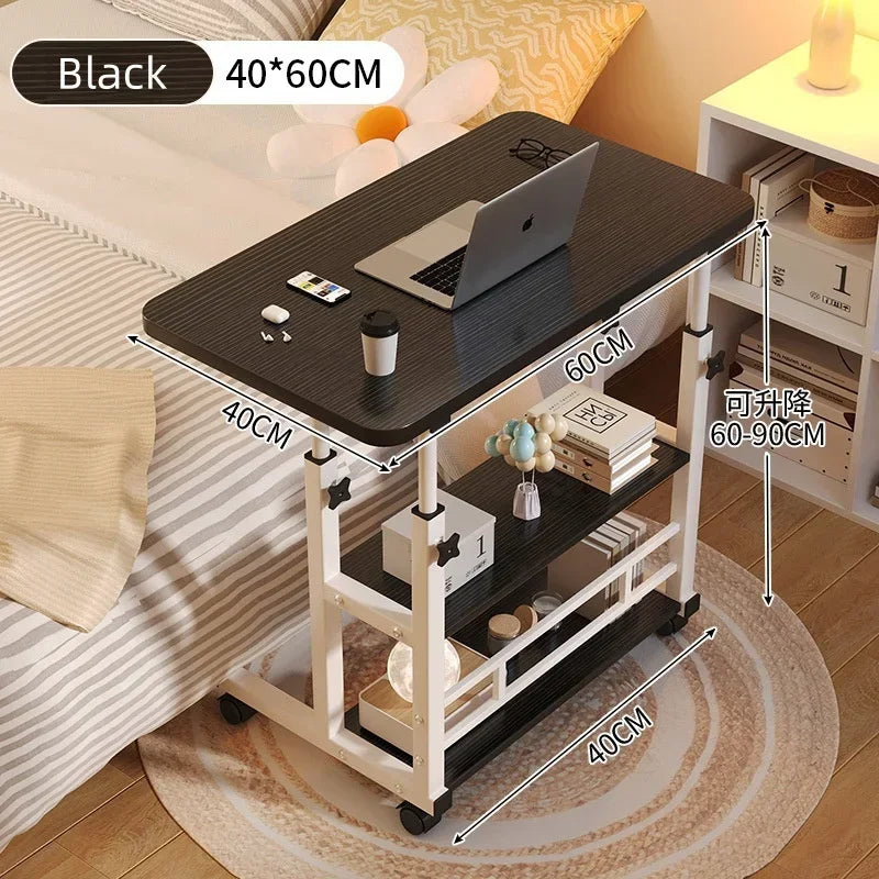 Escritorio para ordenador portátil ajustable Simple con ruedas, mesita de noche móvil, mesa elevadora para ordenador, escritorio para dormitorio, oficina, mesa de estudio portátil