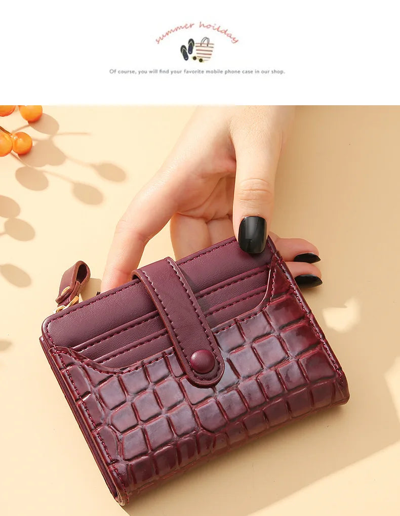 Cartera corta para mujer, monedero pequeño de cuero de marca de lujo a la moda, tarjetero para mujer, bolso de mano para mujer, billetera con Clip para dinero 2023