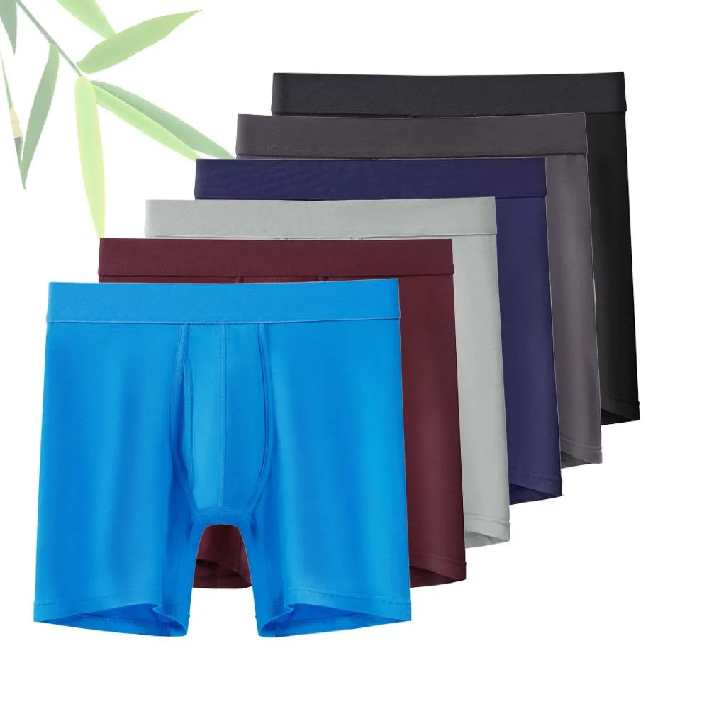 Calzoncillos de fibra de bambú para hombre, Boxer largo transpirable, ropa de tacto suave, ropa interior masculina convexa en U, ropa interior anti-enrollamiento, 8 Uds.