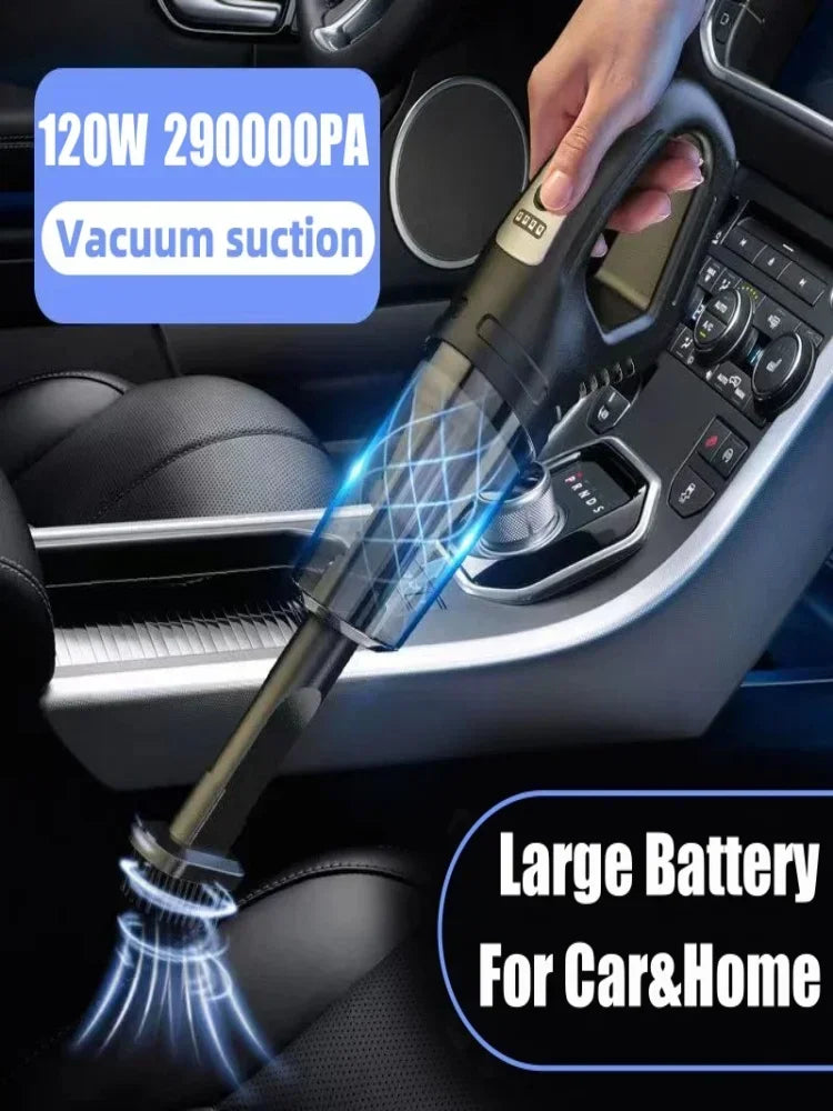 Aspiradora Inalámbrica de Mano con Gran Potencia de Succión, Recargable con Carga Rápida para Coche, Hogar y Eliminación de Pelo de Mascotas
