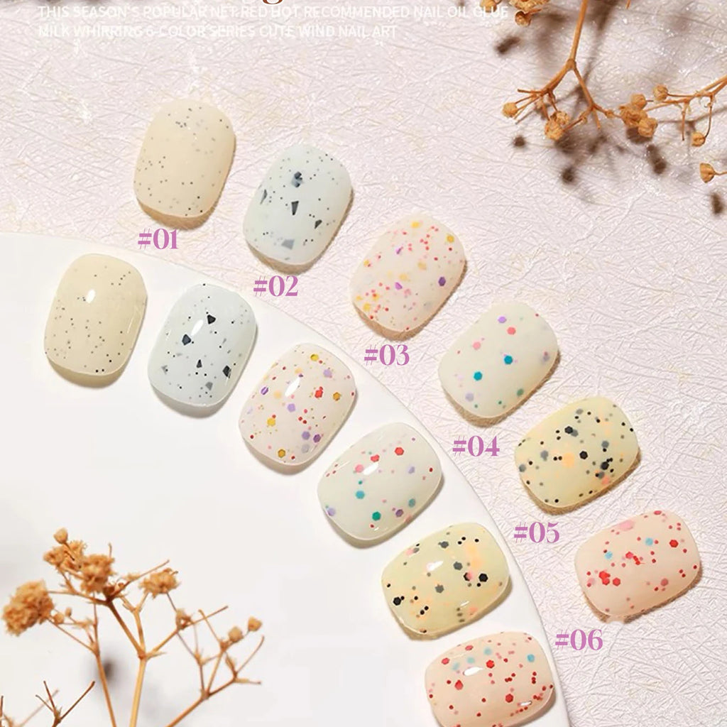 Esmalte de Uñas en Gel MIANEL Colorful Rock Slice, Amarillo Lechoso-Blanco Brillante, Crema Blanca, Efecto Leche Huhu Dopamina, 12ml, 1-6 Unidades