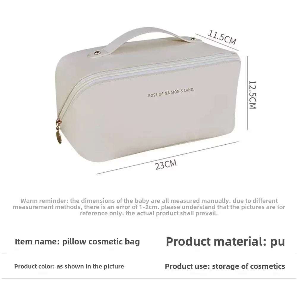 Bolsa de cosméticos de viaje grande para mujer, organizador de maquillaje de cuero, neceser femenino, estuche de maquillaje, bolsa de almacenamiento, caja de lujo para mujer