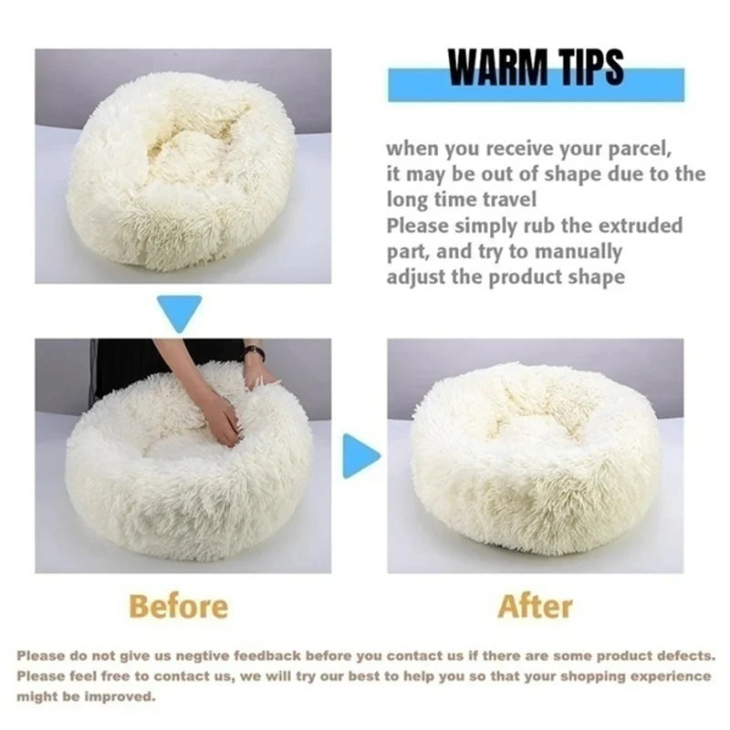 Cama redonda para perros, cama cálida de invierno para gatos, cesta de felpa para perros, cama lavable para mascotas, sofá para perros pequeños, medianos y grandes