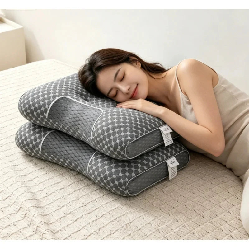 Almohada Cervical Ergonómica para Todas las Estaciones, 2 Piezas, Ajustable, con Soporte Cervical y Masaje, Cómoda para Dormir en Casa