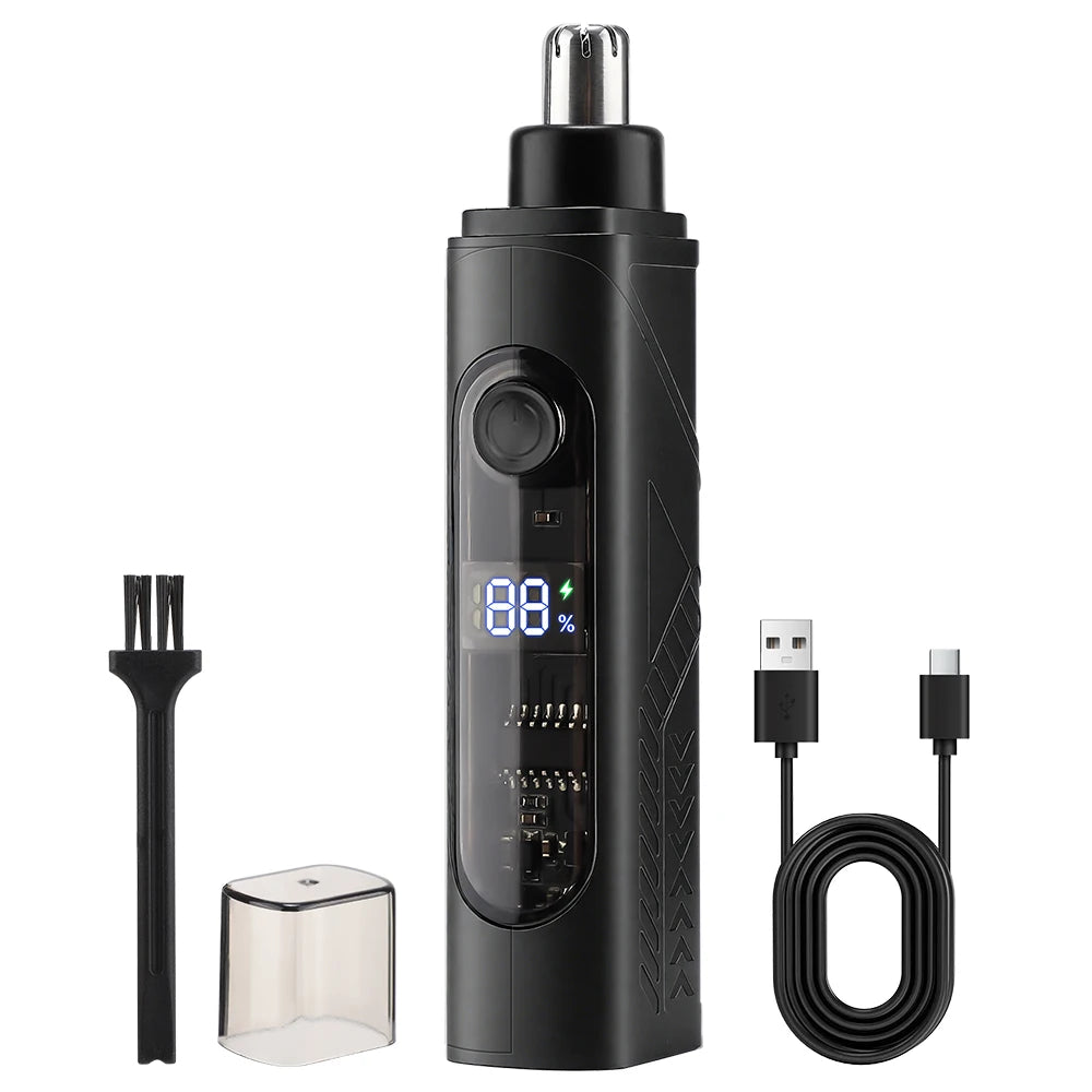 Cortadora de pelo eléctrica 3 en 1 para hombres, pantalla LED, patillas indoloras, cejas, barba, afeitadora, recargable por USB