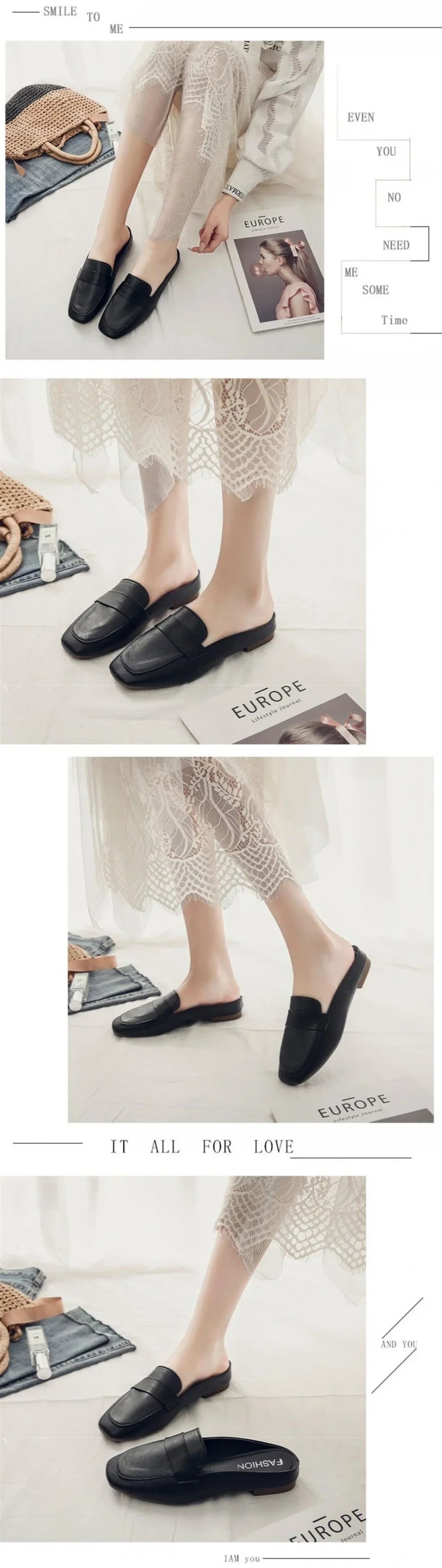 Baotou-Zapatillas planas de cuero suave para Mujer, Zapatos planos sin cordones, suela suave, 2024