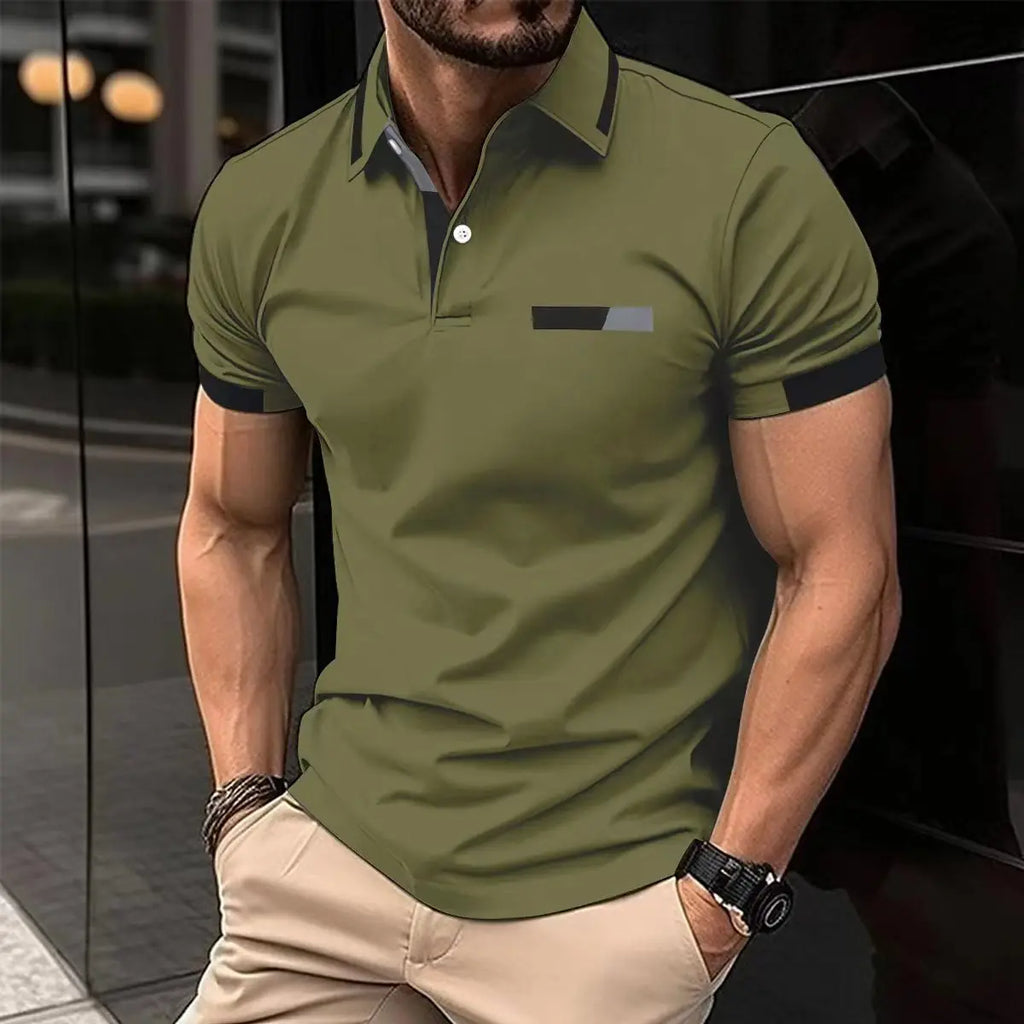 Camiseta deportiva informal para hombre, Polo elástico de manga corta para gimnasio y correr, top con solapa, camiseta ajustada para hombre