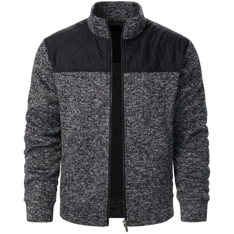 Sudaderas de retales para hombre, chaqueta con cuello levantado, cárdigan ajustado, ropa de calle, ropa deportiva, abrigo informal con cremallera, chándal para exteriores para hombre