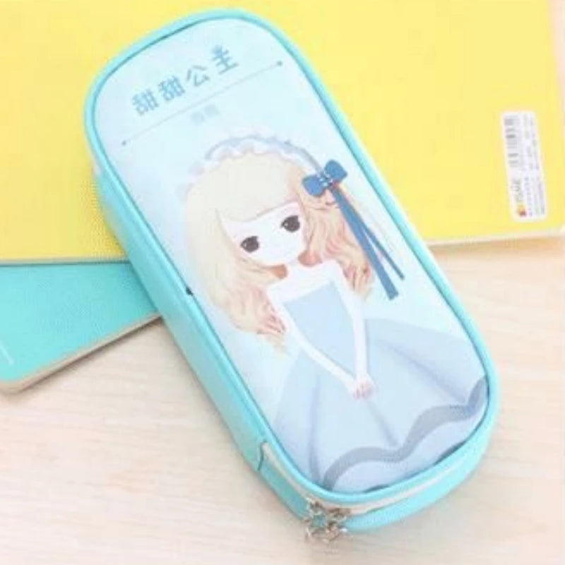 Estuche de cuero PU para lápices de dibujos animados, bolsa de almacenamiento de papelería escolar, estuche bonito para estudiantes, bolsa para bolígrafos para niños, regalos y premios