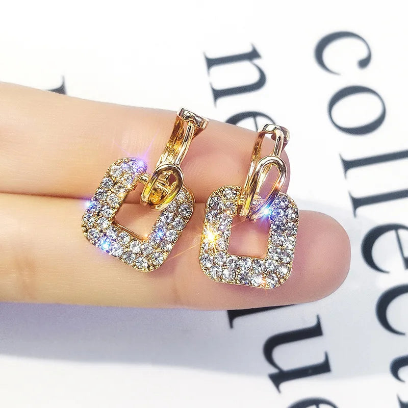 Pendientes cuadrados de cristal de moda coreana con aguja de plata 925 para mujer, joyería 2024, nuevos pendientes de circón de lujo para mujer, regalo