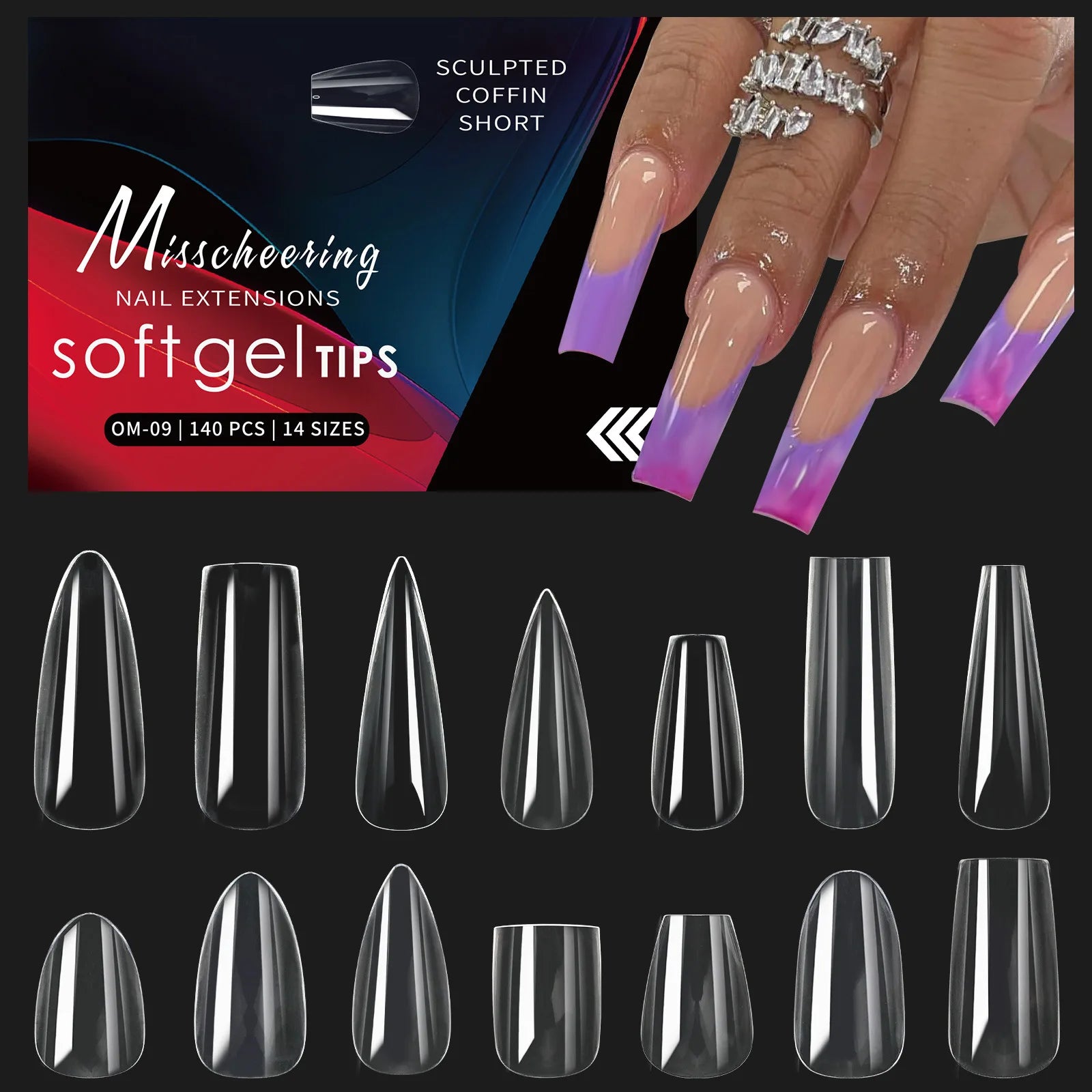 120/140 Uds. Puntas de uñas postizas de aguja de almendra extensión de uñas postizas suaves y transparentes para el hogar DIY salón de uñas manicura prensa en las uñas