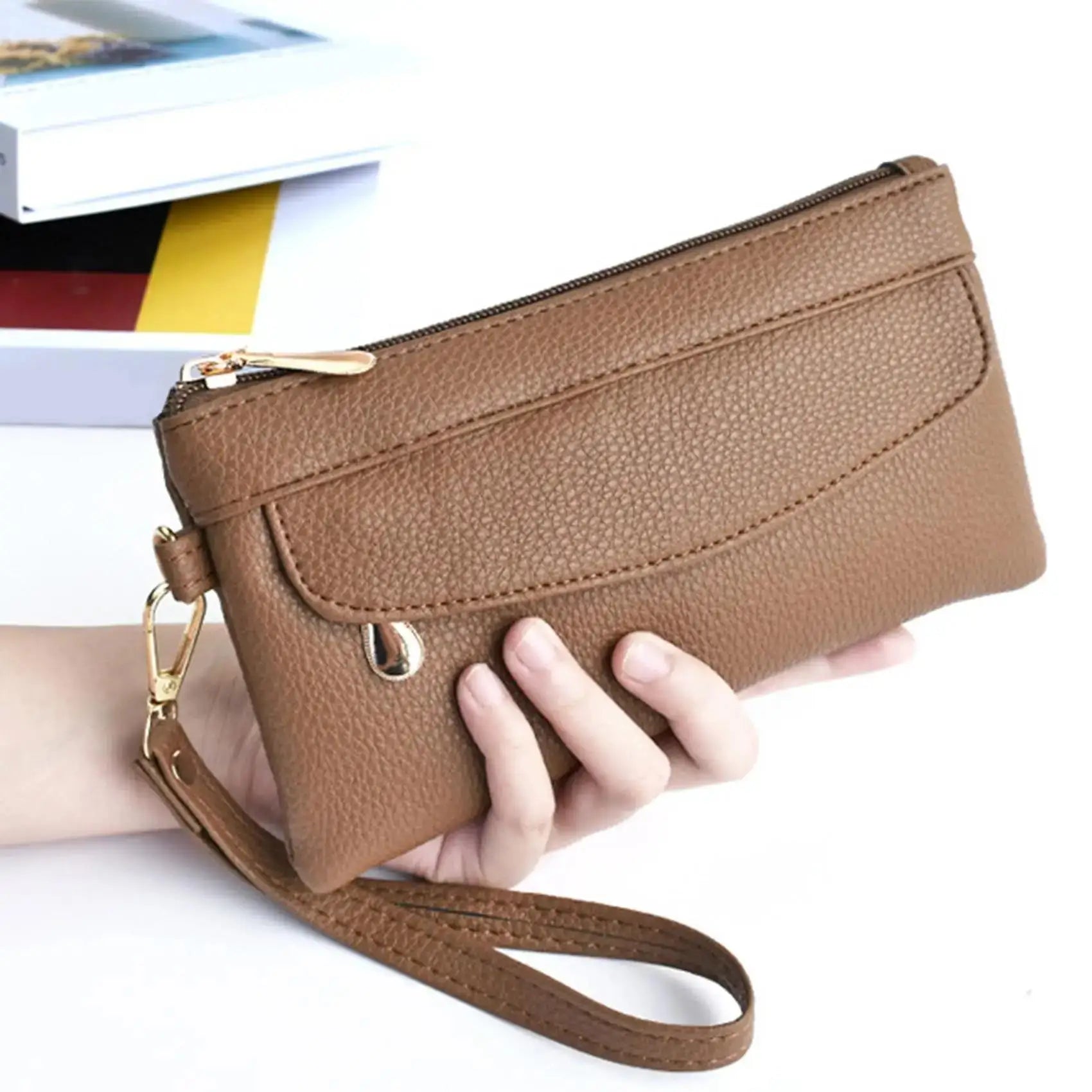 Nuevo Carteras de Pu para mujer, monederos a la moda con Cremallera larga, monedero para mujer, monedero