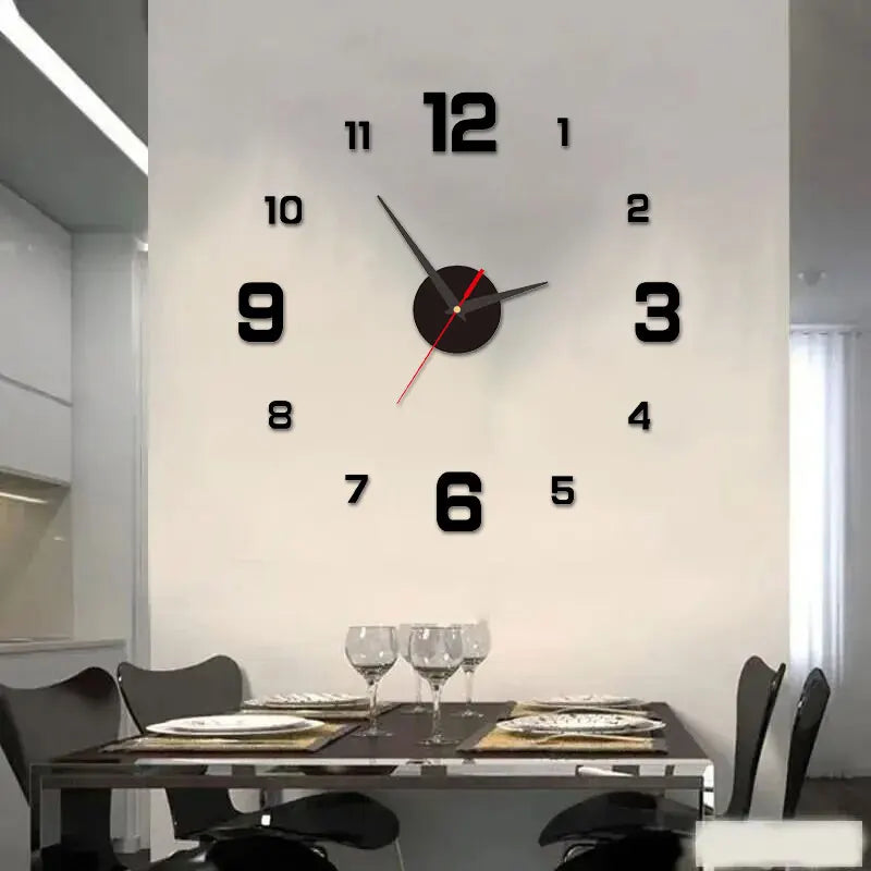 Reloj colgante de pared DIY sin marco creativo 3D, pegatinas de pared, reloj Digital silencioso para el hogar, decoración de pared para sala de estar y oficina