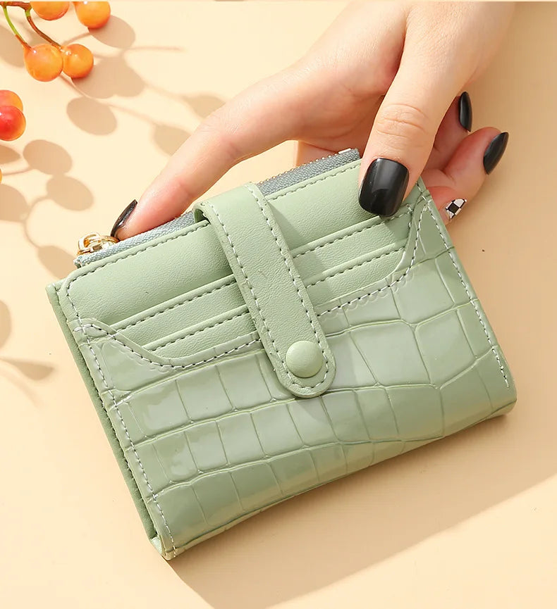 Cartera corta para mujer, monedero pequeño de cuero de marca de lujo a la moda, tarjetero para mujer, bolso de mano para mujer, billetera con Clip para dinero 2023