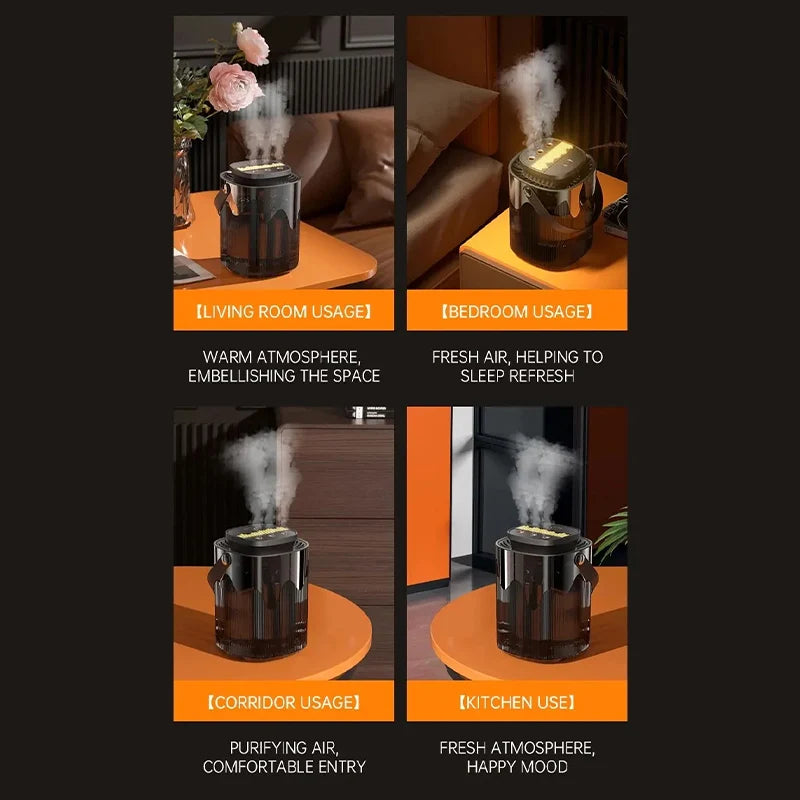 Humidificador de aire de 3L, difusor de Aroma pequeño portátil, 3 puertos de pulverización, humidificador usb de gran capacidad, máquina de niebla de aceite esencial para el hogar