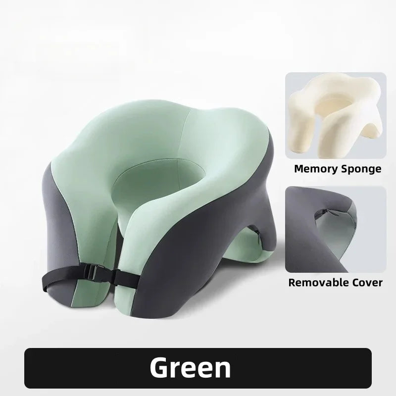 Almohada de viaje portátil en forma de U, almohadas para dormir de espuma viscoelástica, almohada para siesta en la oficina, cojín para el cuello de avión y coche, soporte ergonómico para la cabeza