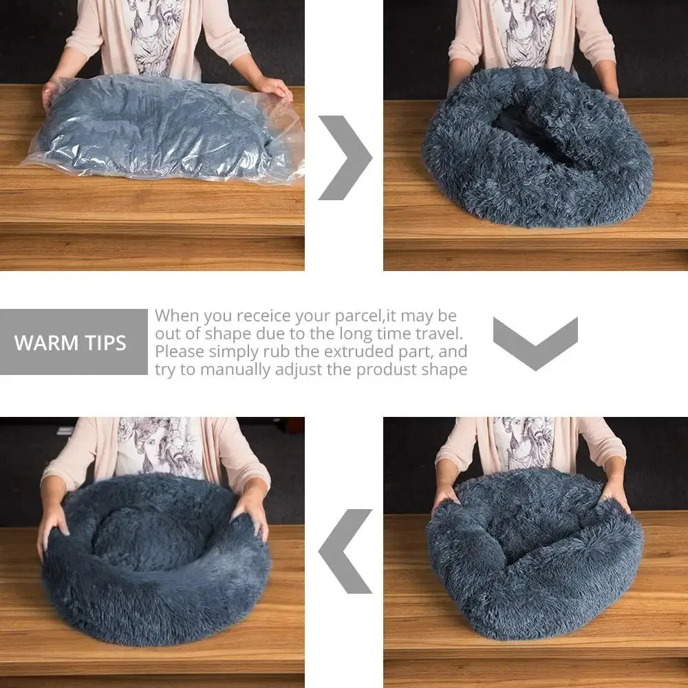 Cama redonda para perros, cama cálida de invierno para gatos, cesta de felpa para perros, cama lavable para mascotas, sofá para perros pequeños, medianos y grandes