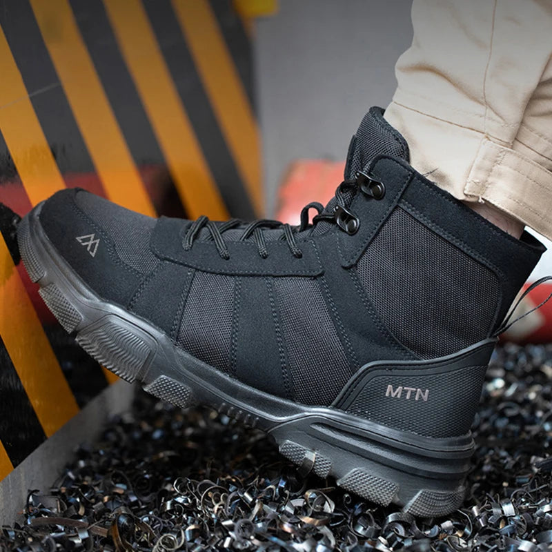 Zapatos de seguridad ligeros y transpirables para hombre, puntera de acero, zapatos de trabajo antigolpes, botas de seguridad indestructibles antipinchazos
