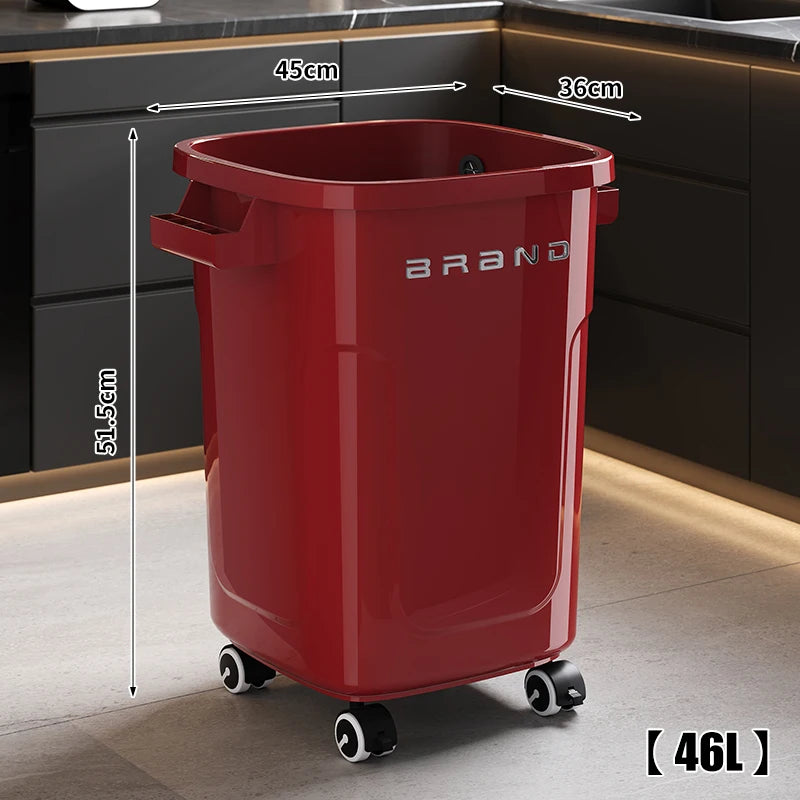 Contenedor de Basura de Cocina de Gran Capacidad con Ruedas y Tapa para Uso Doméstico y Comercial, Fácil de Mover, No Es Necesario Agacharse