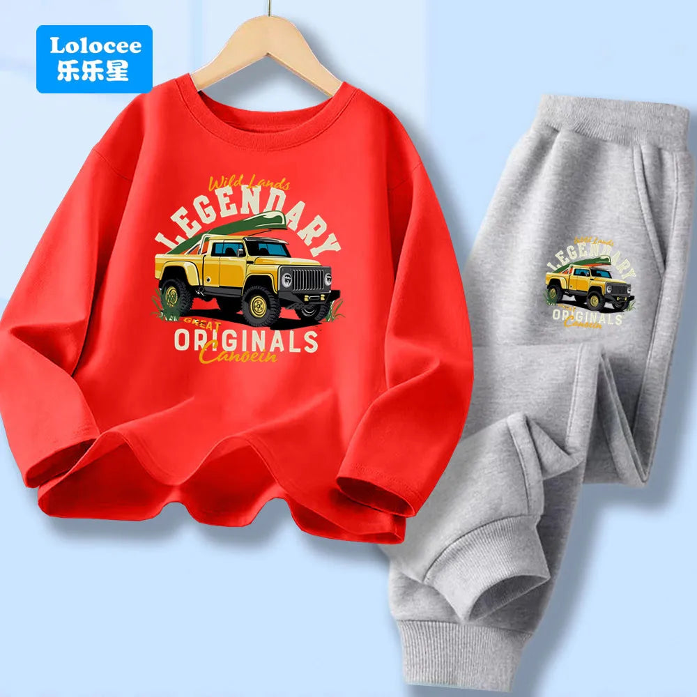 Conjuntos de camisetas y pantalones largos para niños, camisetas y pantalones de manga larga, conjuntos de 2 uds para niños, conjuntos geniales, ropa de moda para niños YYPK1