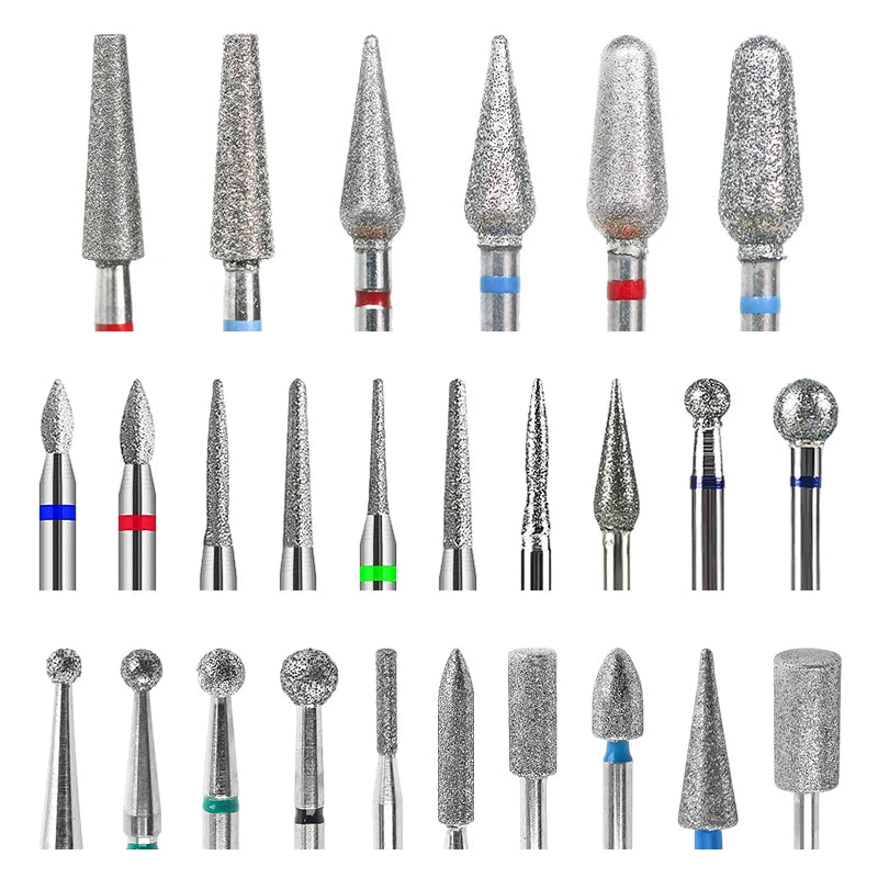 Brocas de cerámica para uñas de diamante, fresa para manicura, limas rotativas para cutículas izquierda y derecha, herramientas de accesorios para uñas DIY