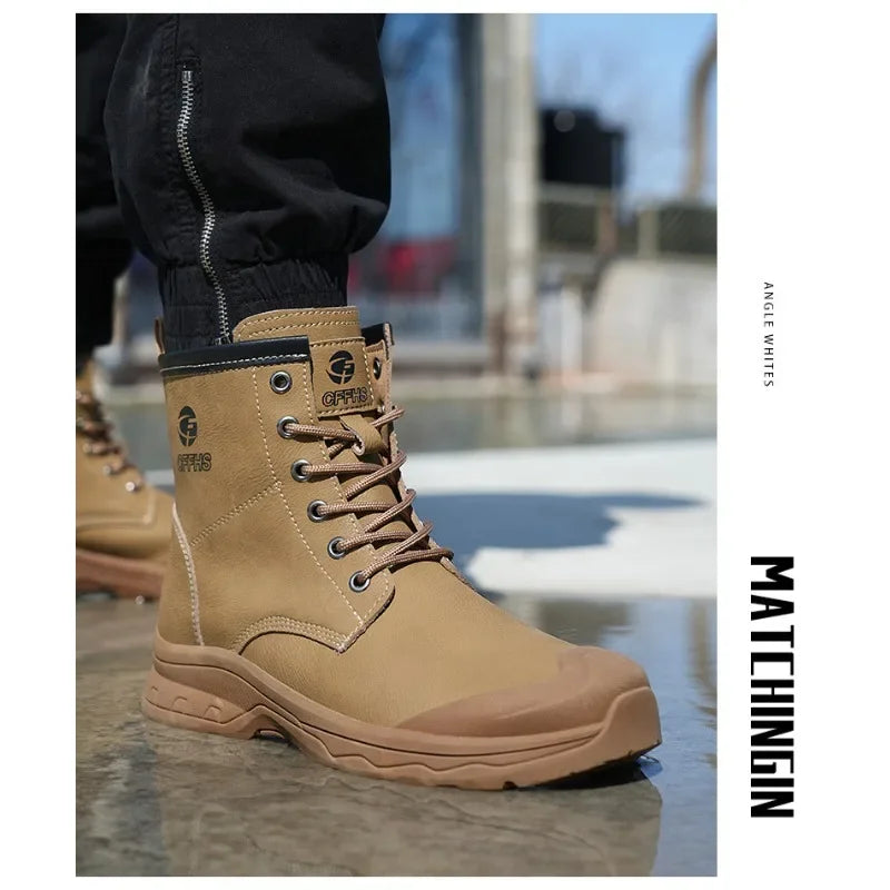 Botas de trabajo de microfibra de alta gama para hombre con puntera de acero para antigolpes y antipinchazos, antipinchazos de Kevlar