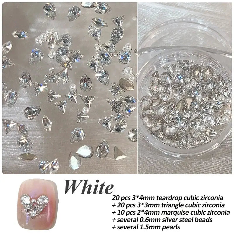 100 Uds 3D Mini circonita Nail Art Rhinestone cristal diamante accesorios para brillo suministros de manicura Material decoración de uñas