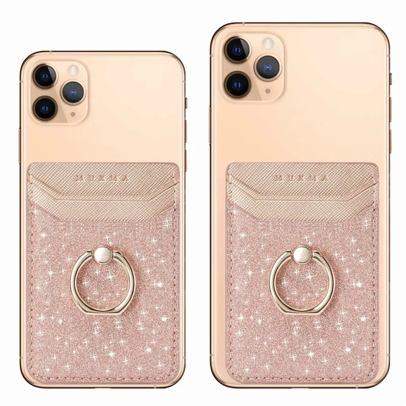 Tarjetero de cuero adhesivo 3M adhesivos tarjeta de identificación de crédito teléfono móvil bolsillo trasero funda tipo billetera pegatina soporte para teléfono Suporte Celular
