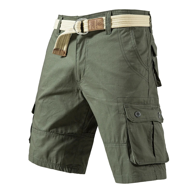 Pantalones cortos Cargo hasta la rodilla para hombre, Bermudas deportivas informales, pantalones cortos de algodón de talla grande, pantalones cortos rectos de Golf para correr y gimnasio