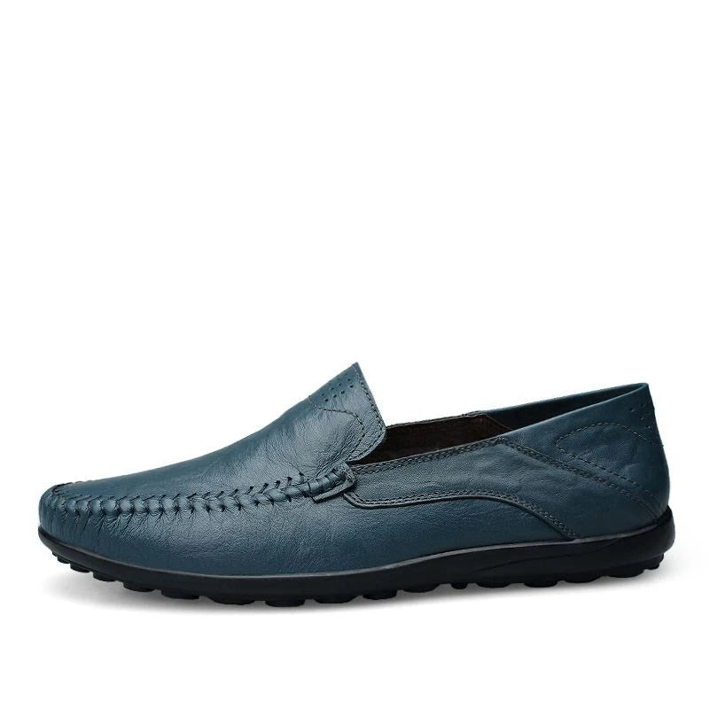 Zapatos de hombre de cuero genuino, mocasines formales informales de marca de lujo para hombre, mocasines italianos transpirables sin cordones, zapatos náuticos de talla grande
