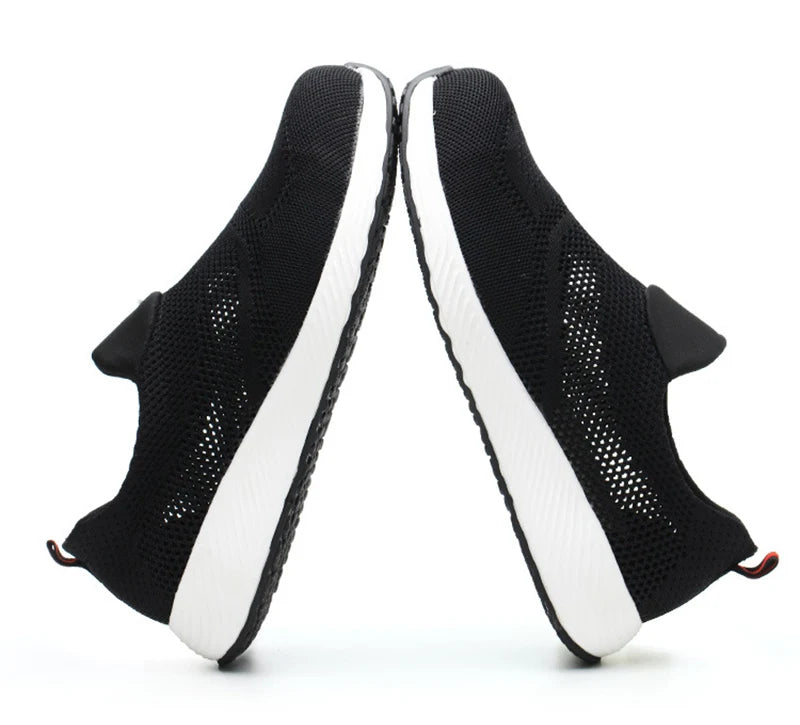Zapatillas de trabajo ligeras de malla de verano, zapatos de seguridad protectores con punta de acero para el trabajo, zapatos de construcción transpirables para hombres y mujeres, botas de trabajo para hombres