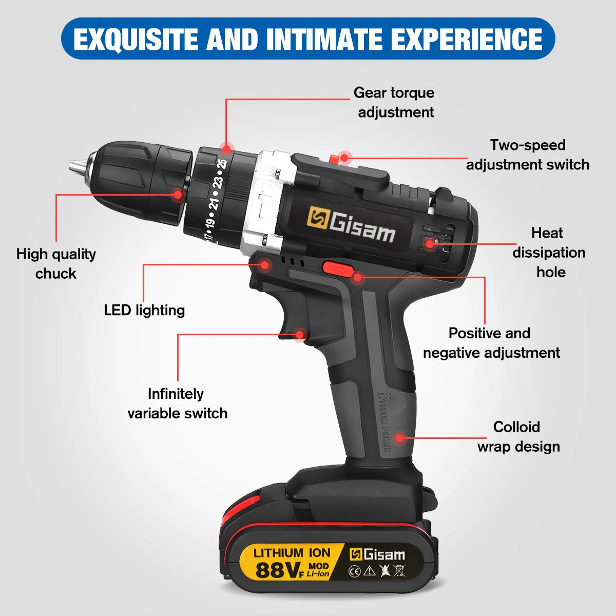 Taladro de impacto inalámbrico de 21V, destornillador eléctrico, taladro percutor eléctrico, Mini taladro manual inalámbrico, herramientas eléctricas con batería de iones de litio