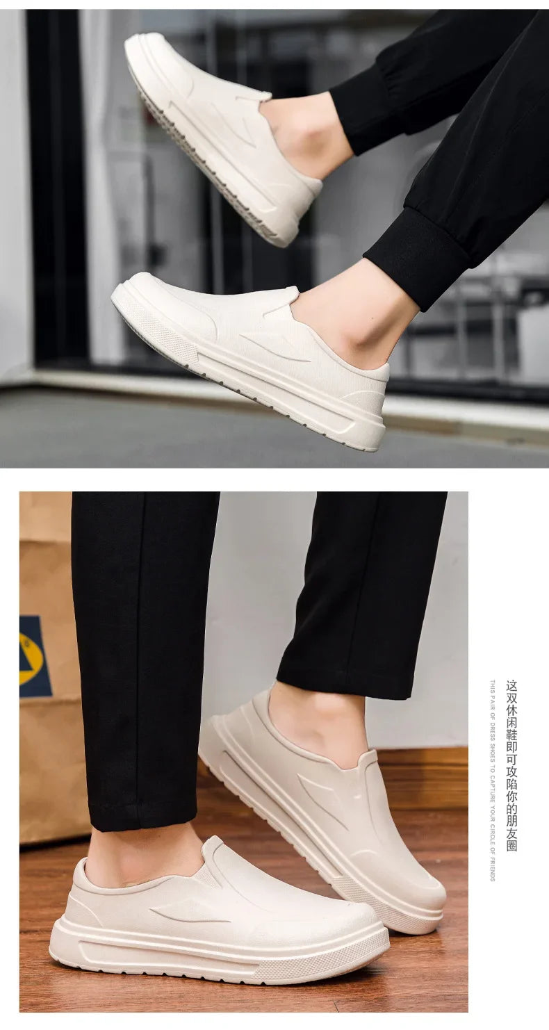 Zapatos de Chef para hombre, antideslizantes, resistentes al aceite, resistentes a la suciedad, zapatos de cocina, zapatos de trabajo, zapatos de lluvia de secado rápido, zuecos transpirables de gran tamaño