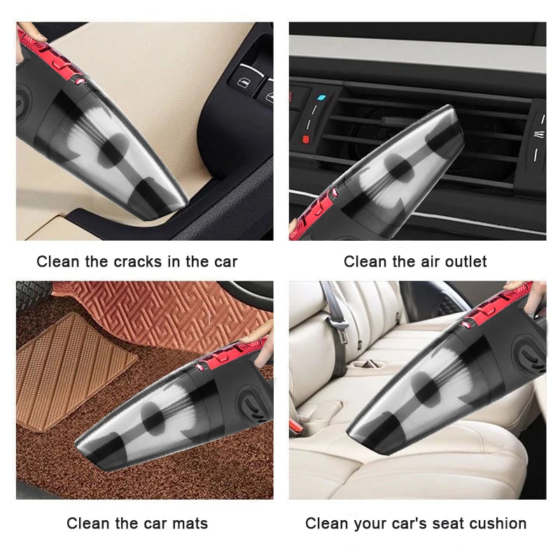 Aspirador inalámbrico portátil, multifunción para coche y hogar de doble uso, batería recargable y duradera, fuerte succión