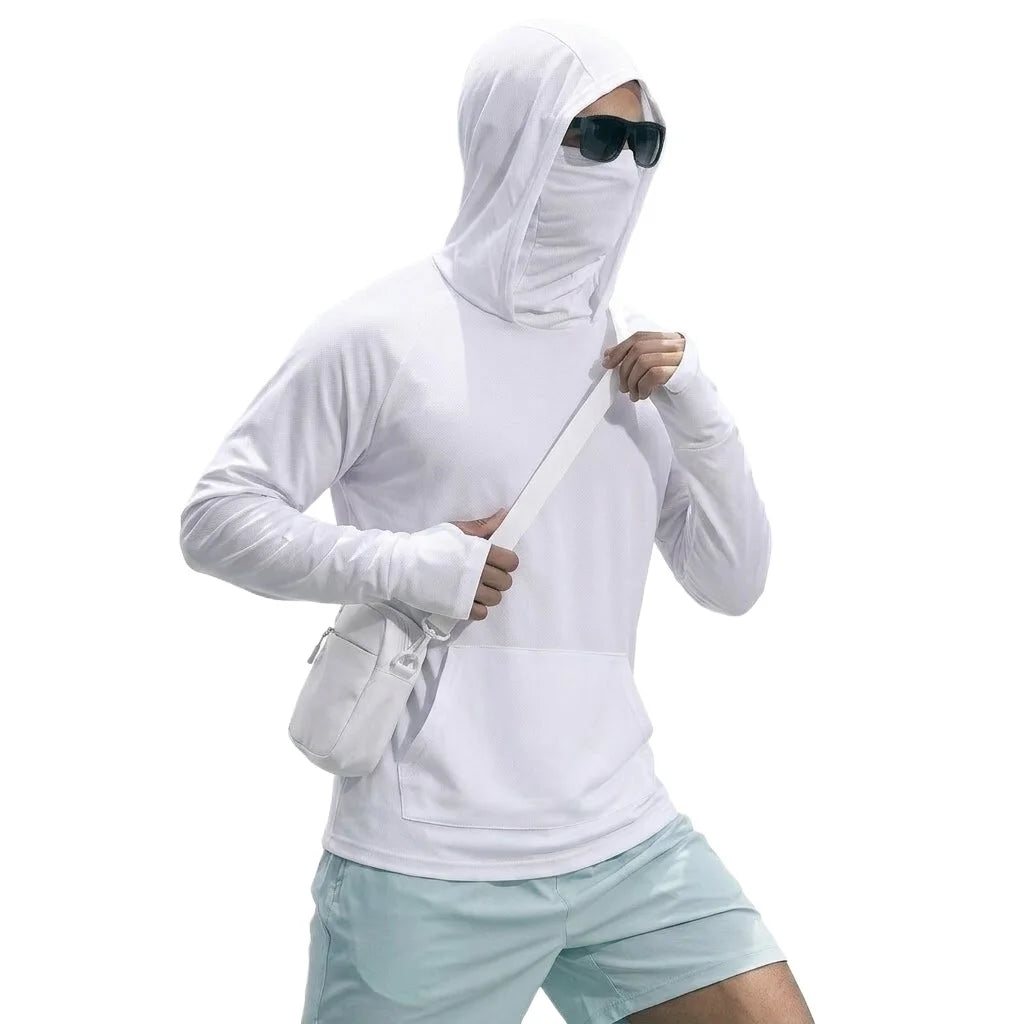 Camiseta de Manga Larga con Capucha para Hombre, Protección Solar UPF50+, de Secado Rápido, para Correr, Pesca, Deporte, Estilo Urbano