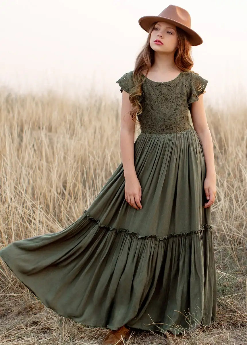 Vestidos largos bohemios de encaje para niñas de 3 a 14 años, vestido de fiesta de princesa con flores para bebés y niños, disfraz, ropa para niños