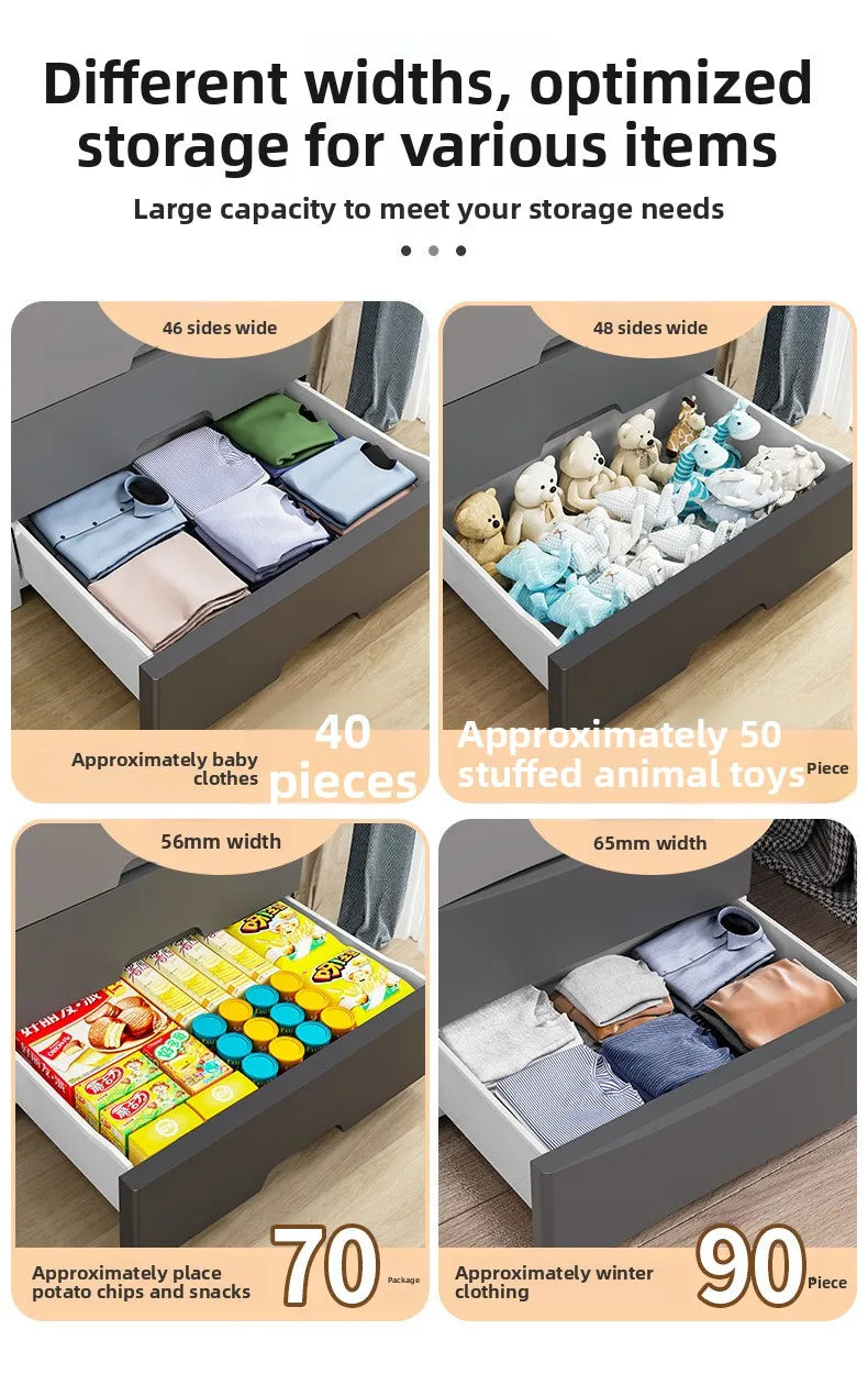 Cajonera Ultra Ancha de 48-58 cm con Color Degradado, Armario de Plástico para Niños, Unidad de Almacenamiento para el Hogar, Cómoda con Cajones