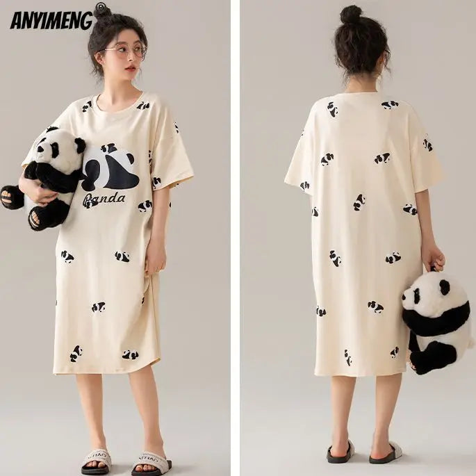 100% ALGODÓN! Camisón de verano para mujer de talla grande M-4XL, nuevo camisón antibacteriano HQ, camisón de manga corta, vestido informal