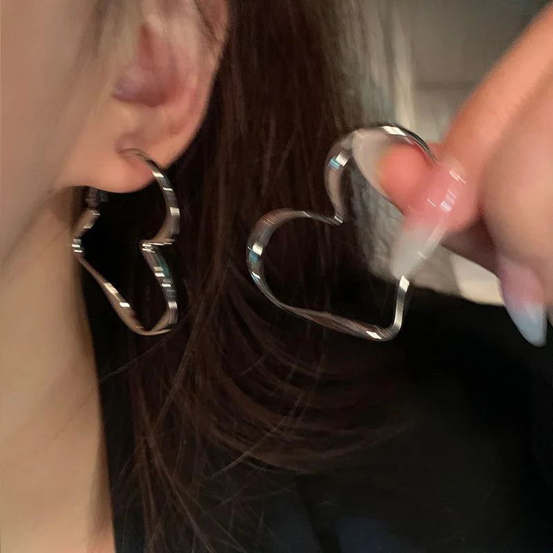 1 par de moda para mujer, moda, personalidad exagerada, diseño de corazón hueco, puño para niña, regalo de joyería de cumpleaños
