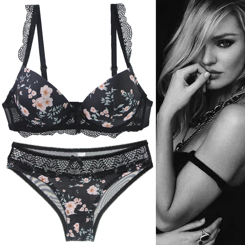 Conjunto de sujetadores sexys para mujer, ropa interior Floral con lazo de copa BCDE grande, negro, Beige, azul, rojo, blanco, lencería de encaje, novedad de 2023